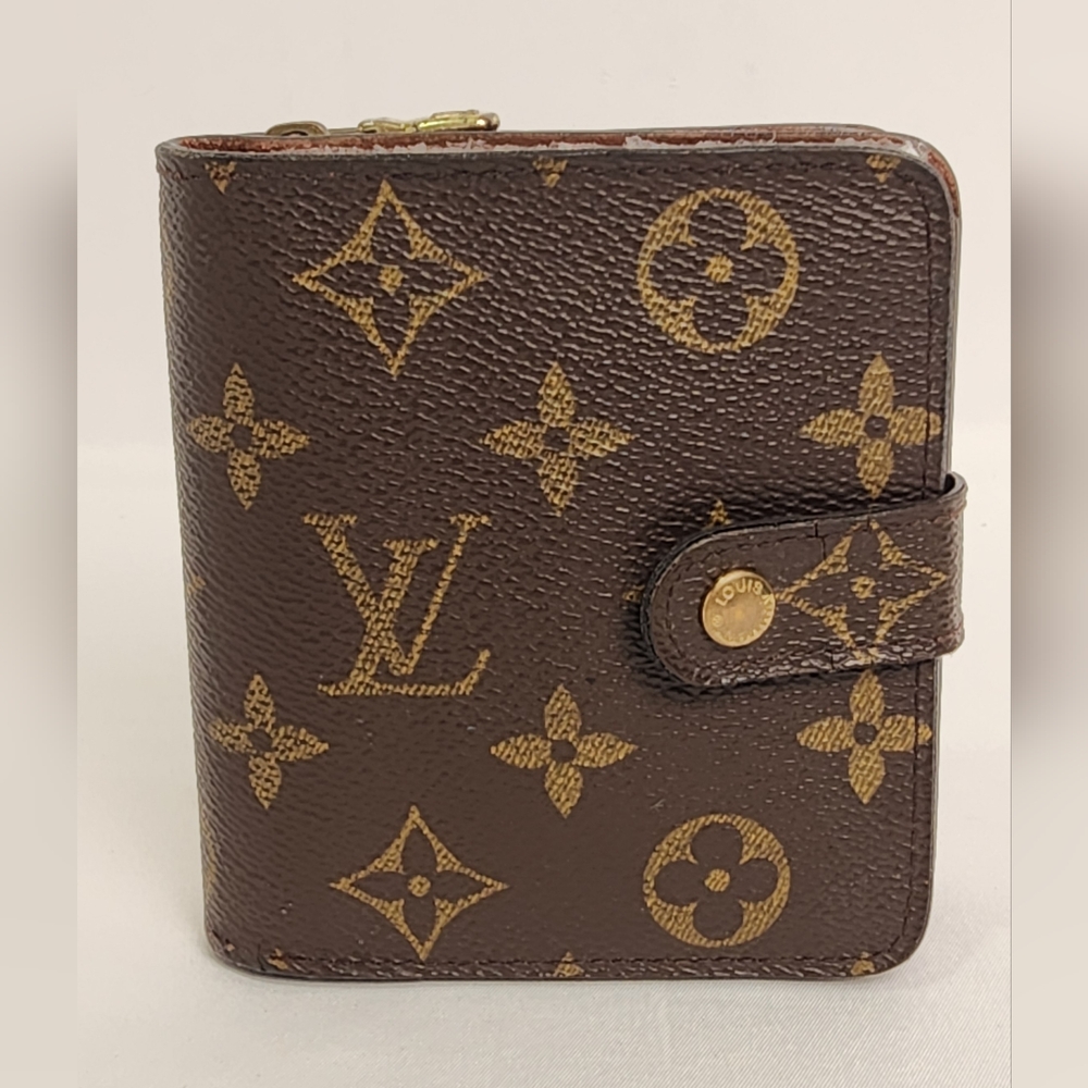 Louis Vuitton Monogram Compact Zip Bifold Wallet Brown